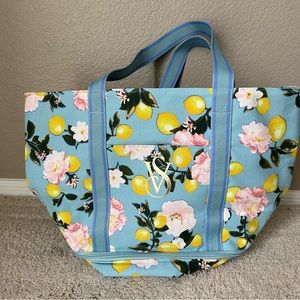 Victoria's Secret Blue and Yellow Tote Bag
